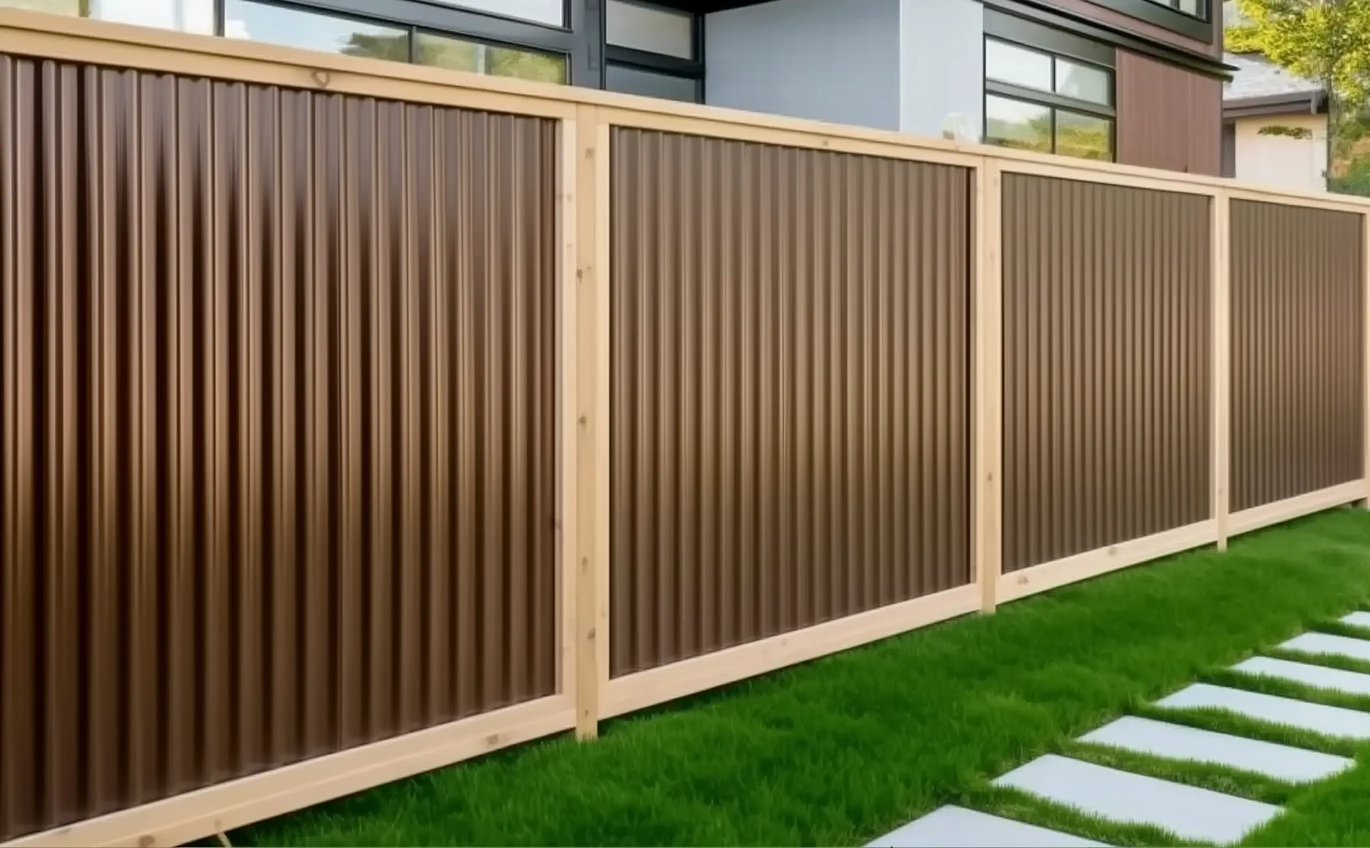 White picket vinyl fence in front of a house